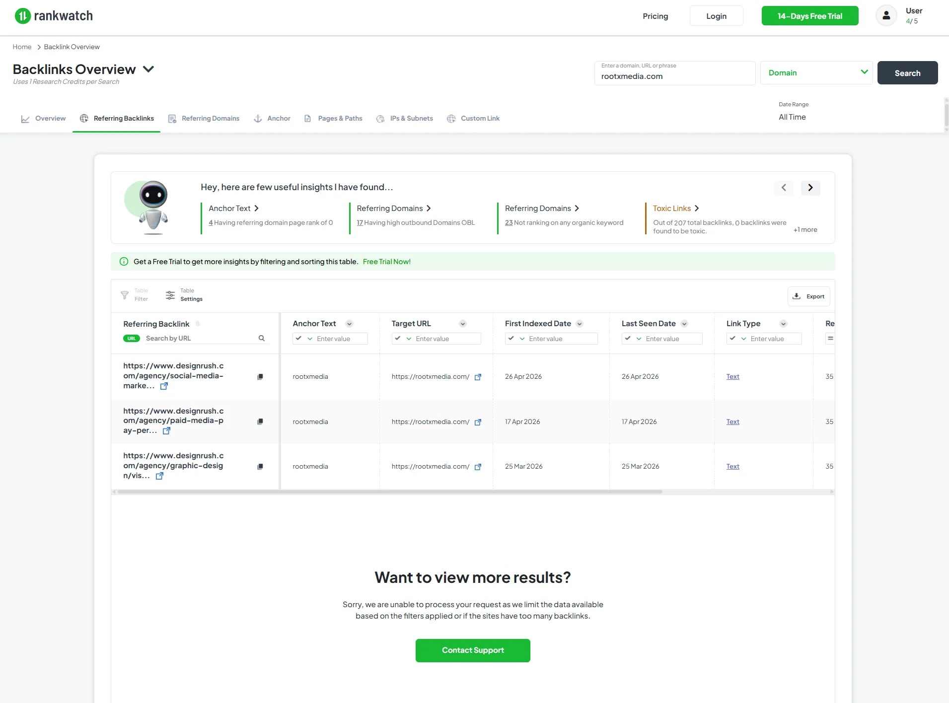 Rankwatch- backlink tool